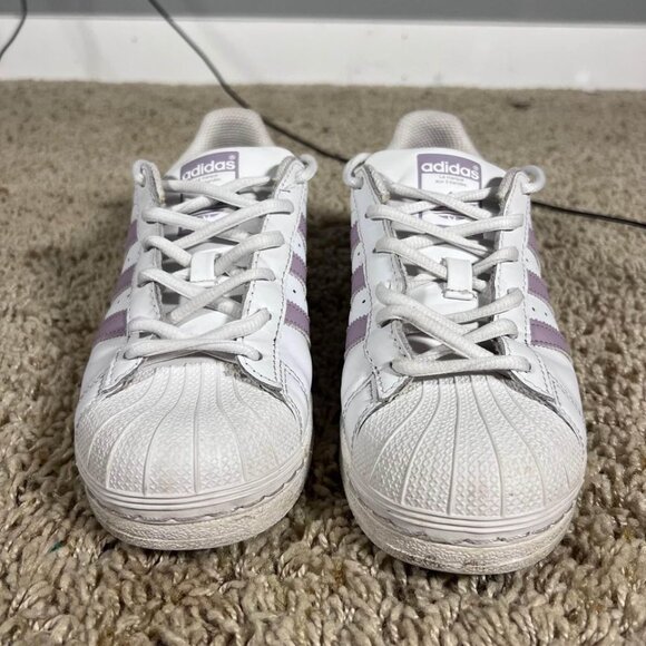 Adidas Superstar white/purple shoes womens size 6 - Picture 5 of 6